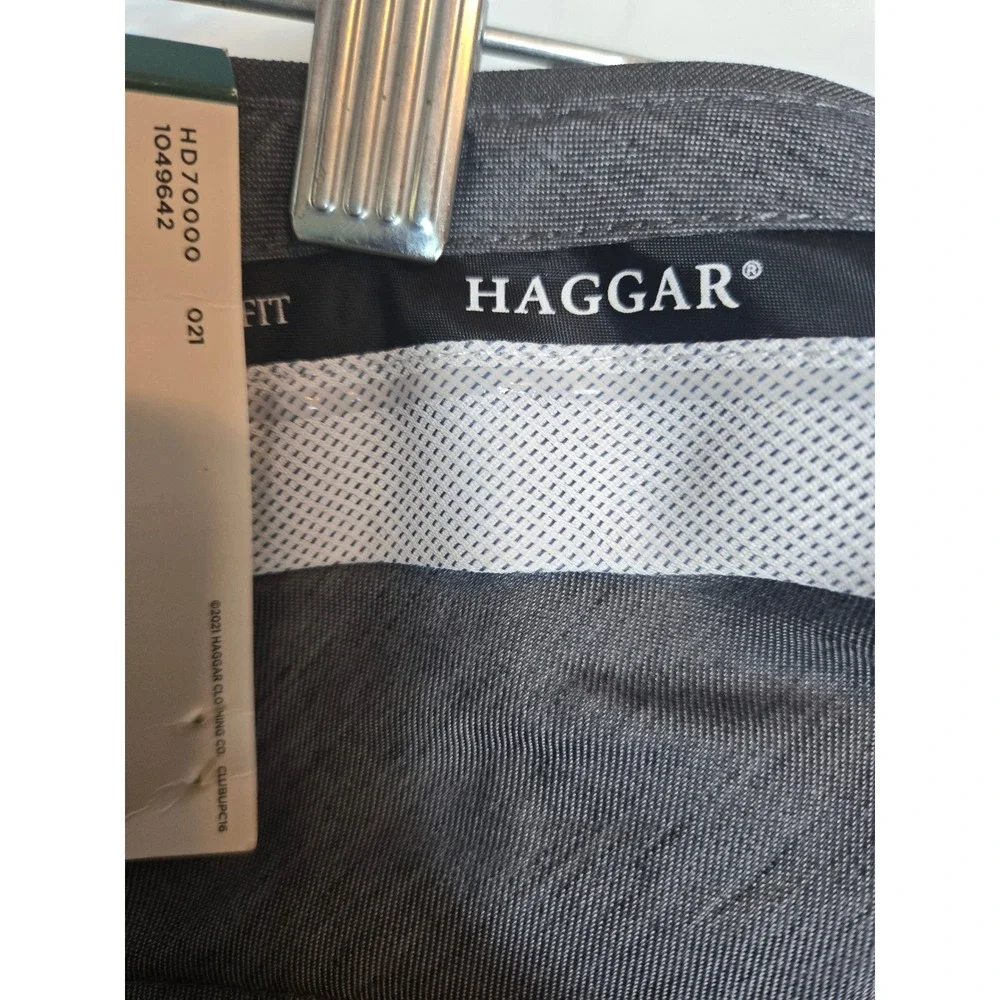 Haggar Men 40x32 Premium Flex Straight Fit Dress Pants Dark Grey Stretch HD70000